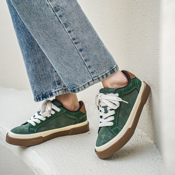 Πράσινα Suede Casual Sneakers για Άντρες Μόδα Άνετα Αναπνεύσιμα Βουλκανιζέ Παπούτσια Ανδρικά Αντιολισθητικά Ανδρικά Παπούτσια Skate για εξωτερικούς χώρους