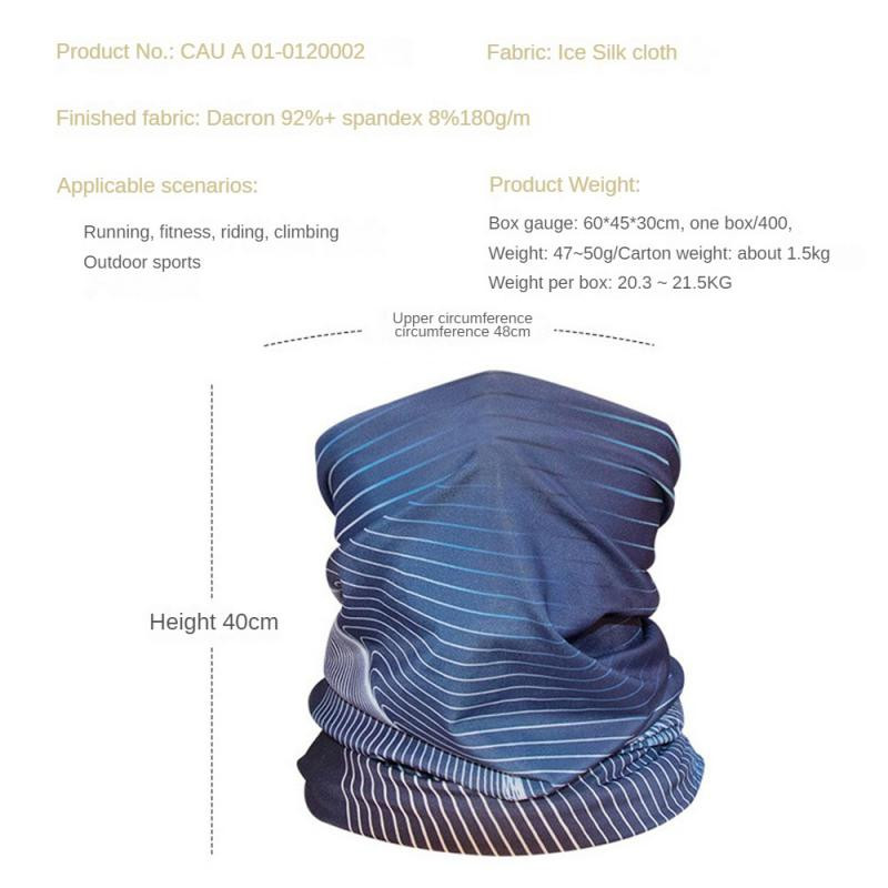 Ledus zīda auduma apdruka un tā ir daudzpusīga riteņbraukšanas maska āra saules aizsardzībai Ice Cool Upf50 aukstā sauļošanās maska