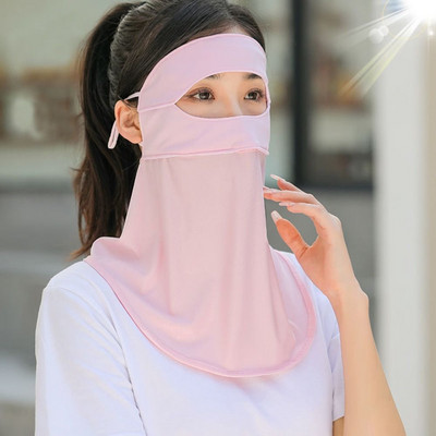 UPF 50+ Anti-UV Women Sejas pārklājums, vēja necaurlaidīgs Summer 360 Full Cover Sun Protection Mask Cool Feeling Balaclava Mas