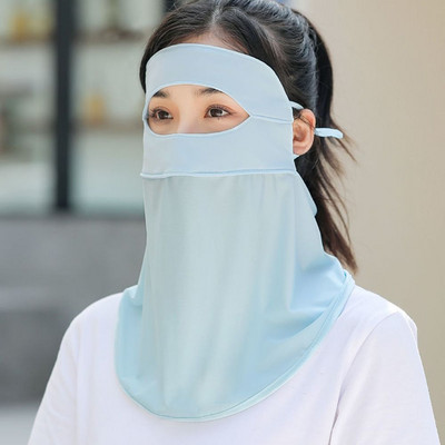 UPF 50+ Anti-UV Women Sejas pārklājums, vēja necaurlaidīgs Summer 360 Full Cover Sun Protection Mask Cool Feeling Balaclava Mas