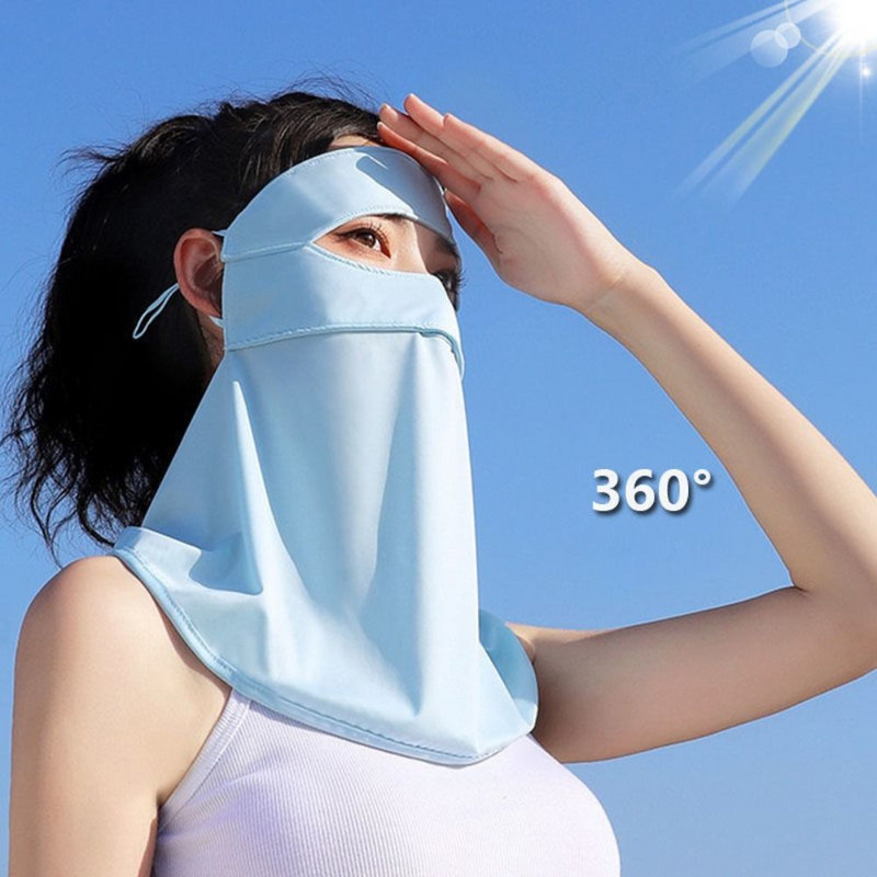 UPF 50+ Anti-UV Women Sejas pārklājums, vēja necaurlaidīgs Summer 360 Full Cover Sun Protection Mask Cool Feeling Balaclava Mas