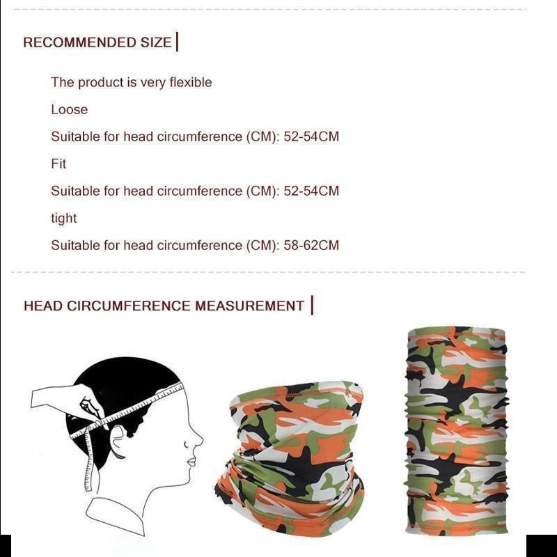 Daudzfunkcionāla UV aizsardzība burvju šalles kakla sildīšanas caurule, āra makšķerēšana, pārgājieni, riteņbraukšana, seja galvas apvalks, bandānas galvas saite