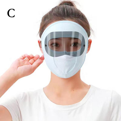 Mască de protecție solară de vară din mătase de gheață cu lentile, ureche reglabilă, rezistentă la praf, cu orificiu de respirație, mască de protecție solară UV pentru ciclism în aer liber