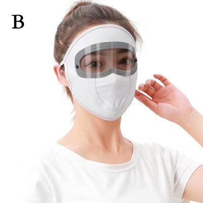 Mască de protecție solară de vară din mătase de gheață cu lentile, ureche reglabilă, rezistentă la praf, cu orificiu de respirație, mască de protecție solară UV pentru ciclism în aer liber