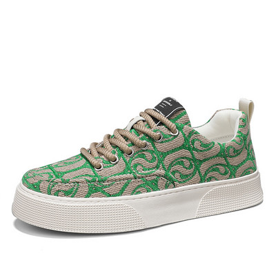 Disainer Rohelised lõuendijalatsid Meeste Moeprint Meeste vulkaniseeritud tossud Hingavad platvormid Spordijalatsid meestele 2024