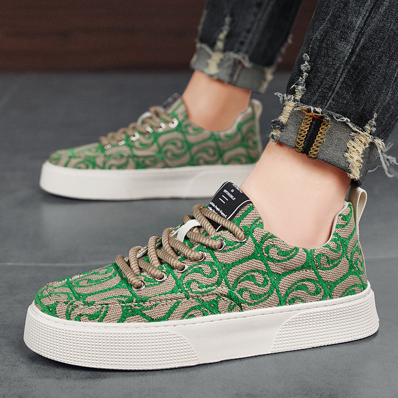 Disainer Rohelised lõuendijalatsid Meeste Moeprint Meeste vulkaniseeritud tossud Hingavad platvormid Spordijalatsid meestele 2024