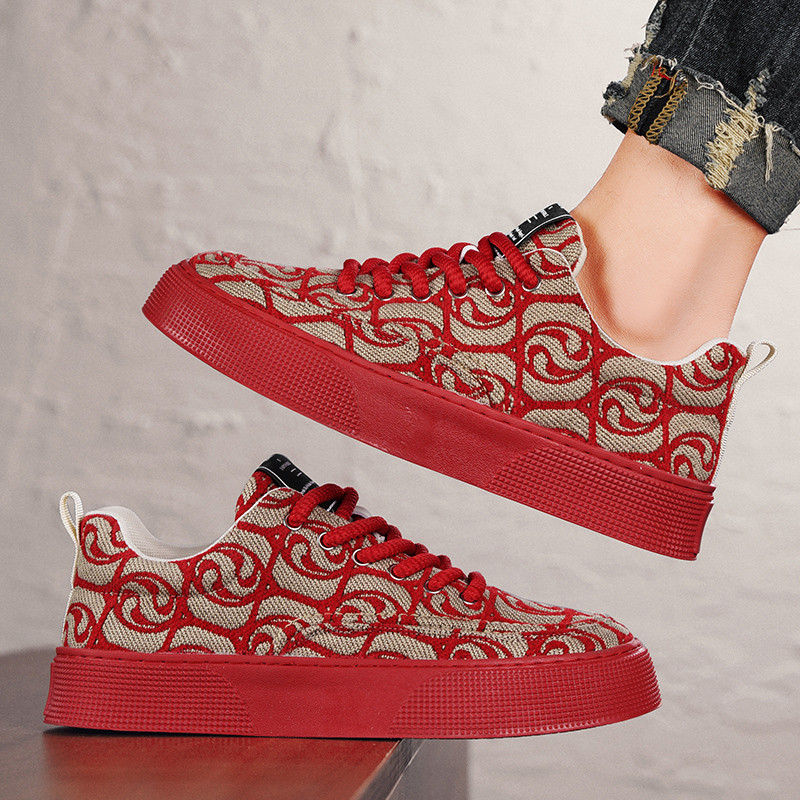 Disainer Rohelised lõuendijalatsid Meeste Moeprint Meeste vulkaniseeritud tossud Hingavad platvormid Spordijalatsid meestele 2024