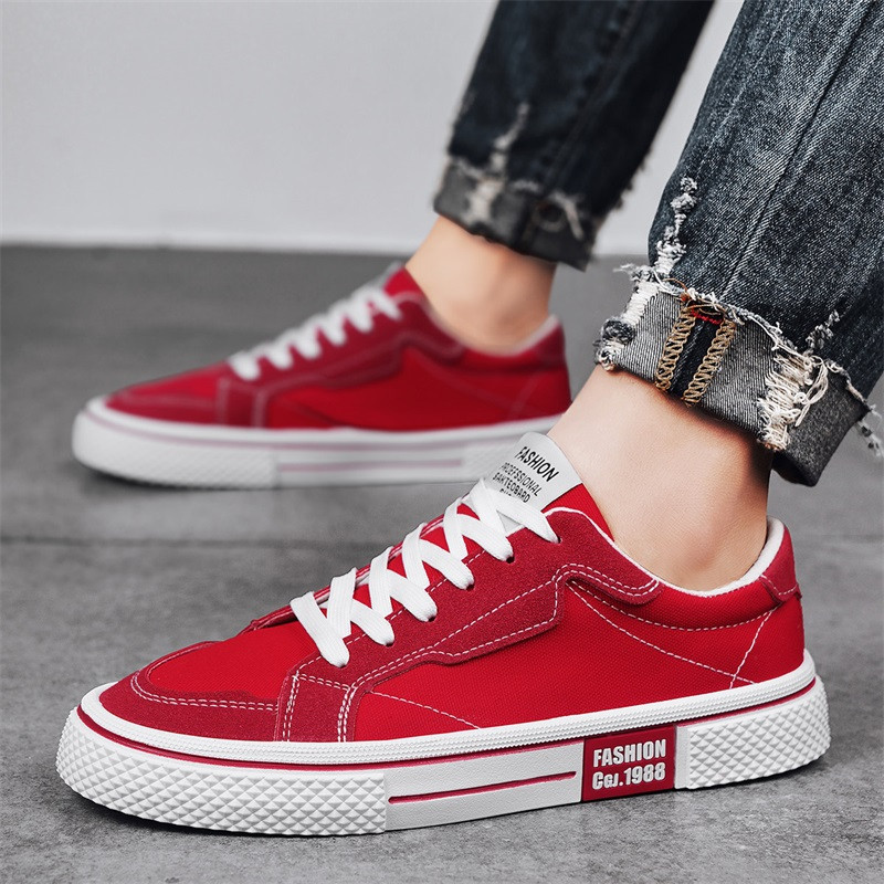 Suvised klassikalised meeste punased lõuendist jalanõud Madala nööriga rula, meeste tossud, hingavad libisemiskindlad vabaaja vulkaniseeritud kingad meestele