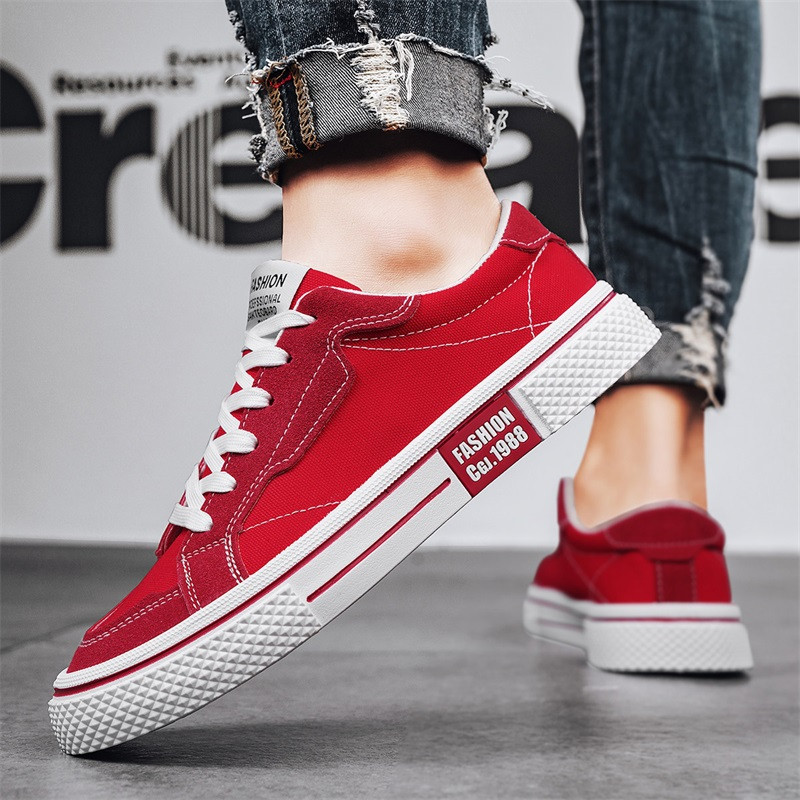 Suvised klassikalised meeste punased lõuendist jalanõud Madala nööriga rula, meeste tossud, hingavad libisemiskindlad vabaaja vulkaniseeritud kingad meestele