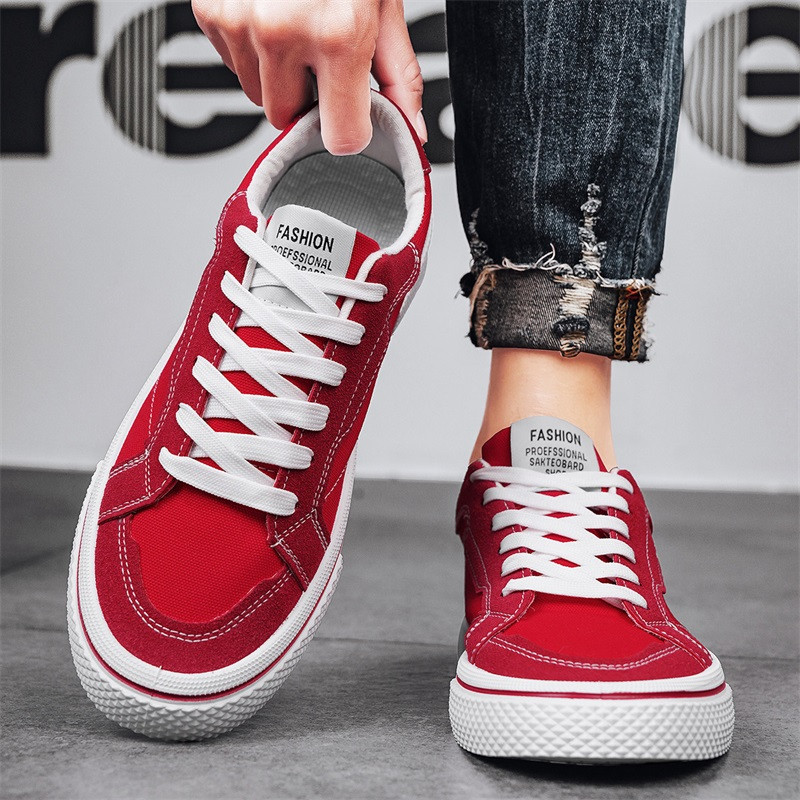 Suvised klassikalised meeste punased lõuendist jalanõud Madala nööriga rula, meeste tossud, hingavad libisemiskindlad vabaaja vulkaniseeritud kingad meestele