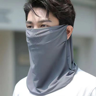 Ice Silk Sunscreen Mask Man Summer Anti-UV, Ātri žūstoša sejas pārklājums Šalle Elpojoša Sieviešu kakla aizsardzība Riteņbraukšanas sejas maska UPF50