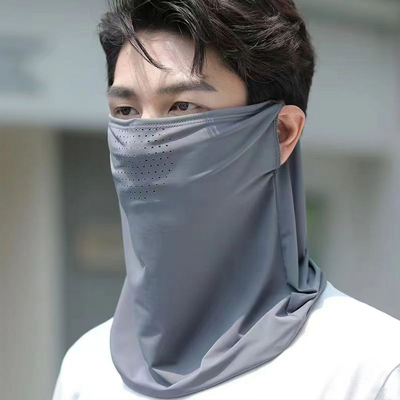 Ice Silk Sunscreen Mask Man Summer Anti-UV, Ātri žūstoša sejas pārklājums Šalle Elpojoša Sieviešu kakla aizsardzība Riteņbraukšanas sejas maska UPF50