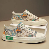 2024. gada jauni modes apavi vīriešiem Audekla ikdienas apavi Pavasara tendences Print Plakanie skeitborda apavi jauniešu šņorējamās kedas