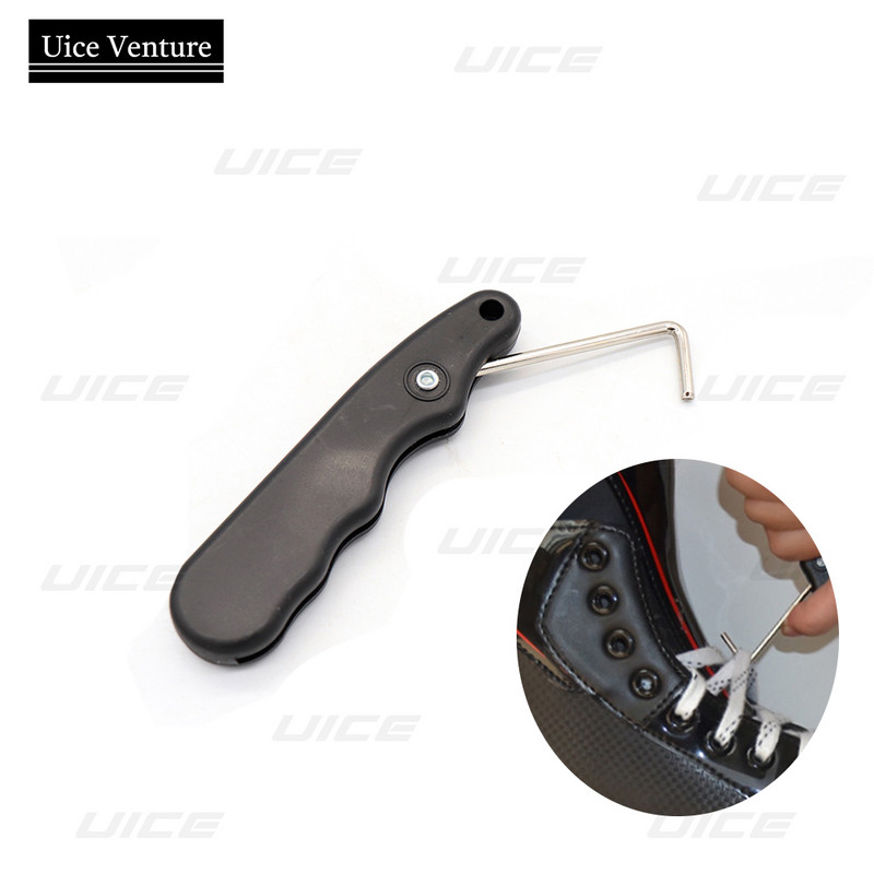 Pikendatud konksuga kokkuklapitav kaasaskantav must vastupidav praktiline jäähoki rulluisupitsipingutaja, ergonoomiline rullspordi jaoks