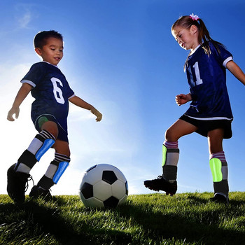 2 ζευγάρια Soccer Shin Guard Slip Protective for Kids Επενδυμένος εξοπλισμός προστασίας κνήμης με ρυθμιζόμενους ιμάντες στήριξης αστραγάλου