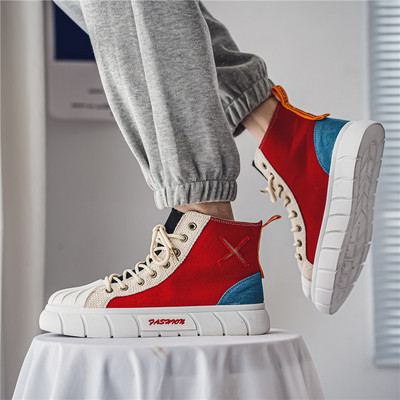 Four Seasons paksu tallaga kõrge ülaosaga spordi- ja vabaajajalatsid meeste uued lõuendipaelad kõrgendatud vaba aja tänavalaskmiseks