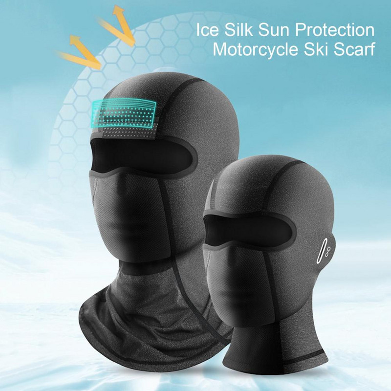 Balaclava galvassegas Silikona sviedru absorbcijas brilles Caurums Ātri Dry Anti-UV UPF 50+ Ice Silk Sun Protection Motociklu Slēpošanas Šalle