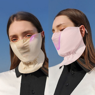 Anti-UV sauļošanās maska šalle Ledus zīda elpojoša puse sejas pārklājuma vasaras plānā sejas maska Velosipēds Motocikls Jauns 2024