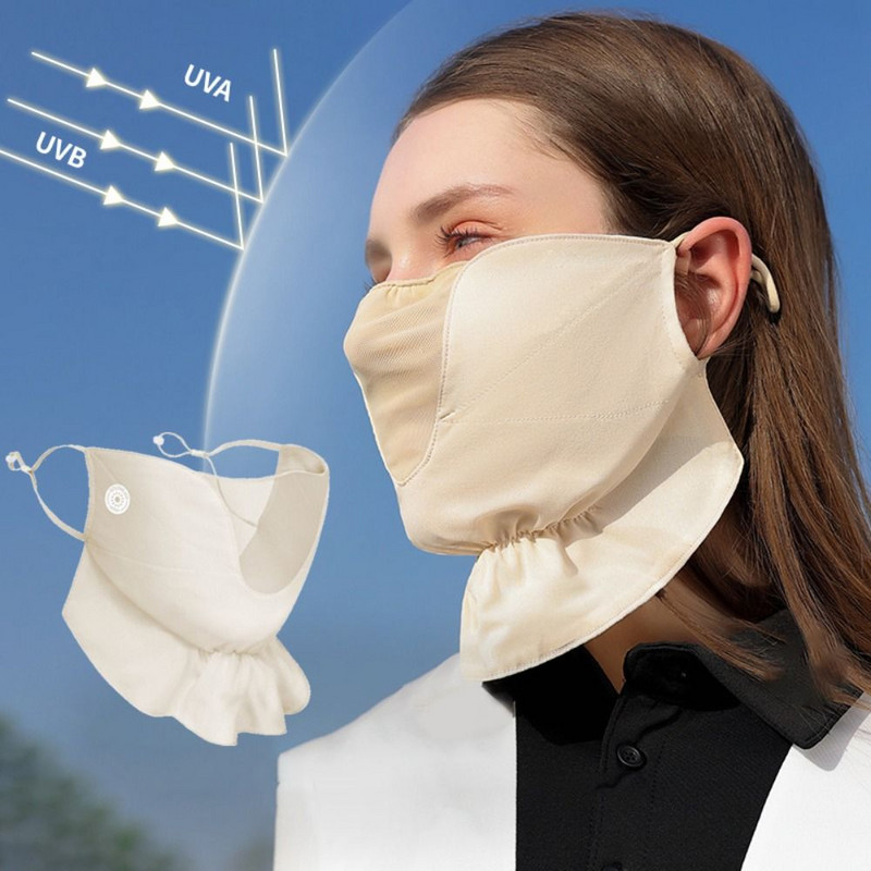 Anti-UV sauļošanās maska šalle Ledus zīda elpojoša puse sejas pārklājuma vasaras plānā sejas maska Velosipēds Motocikls Jauns 2024