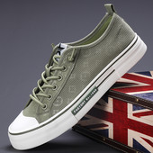 Meeste võrkkangast madala ülaosaga lõuendist kingad, 2024. aasta paelad, kevad, sport, vaba aeg, lamedad suvised mugavad hingavad vulkaniseeritud kingad SS24625