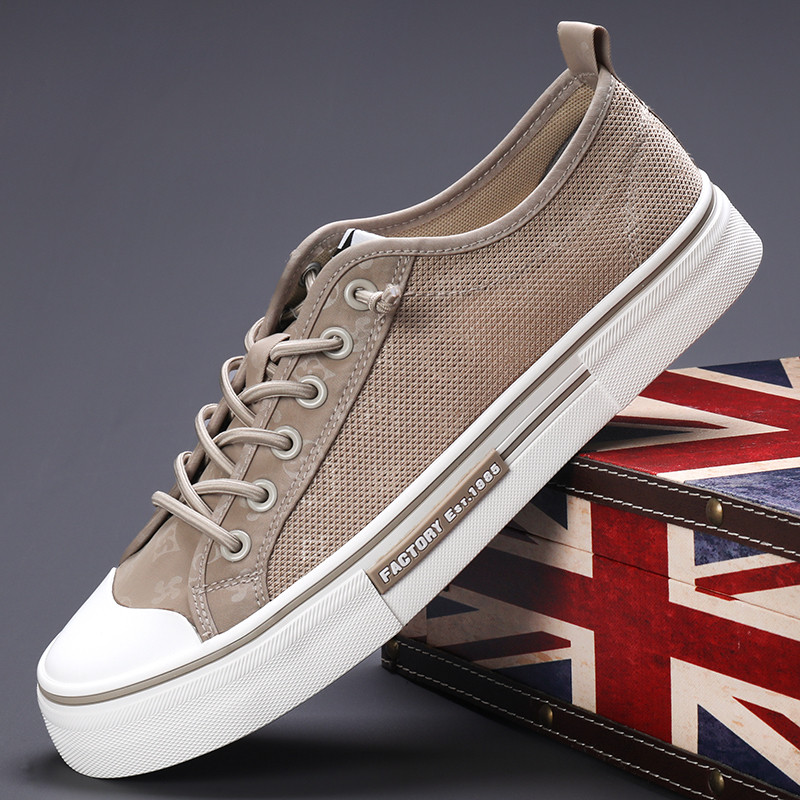 Meeste võrkkangast madala ülaosaga lõuendist kingad, 2024. aasta paelad, kevad, sport, vaba aeg, lamedad suvised mugavad hingavad vulkaniseeritud kingad SS24625