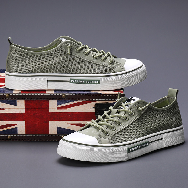 Meeste võrkkangast madala ülaosaga lõuendist kingad, 2024. aasta paelad, kevad, sport, vaba aeg, lamedad suvised mugavad hingavad vulkaniseeritud kingad SS24625