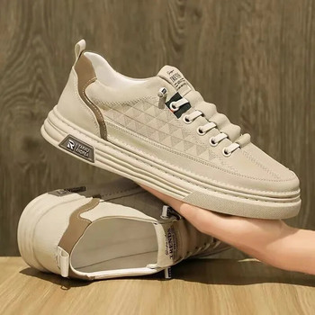 Ανδρικά παπούτσια με μοντέρνα μοντέρνα μαλακά δερμάτινα παπούτσια Άνοιξη/φθινόπωρο 2023 Νέα λευκά παπούτσια Μοντέρνο ανδρικό σκέιτμπορντ