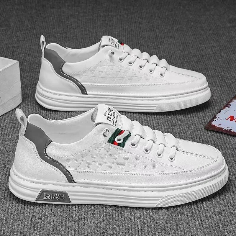 Ανδρικά παπούτσια με μοντέρνα μοντέρνα μαλακά δερμάτινα παπούτσια Άνοιξη/φθινόπωρο 2023 Νέα λευκά παπούτσια Μοντέρνο ανδρικό σκέιτμπορντ
