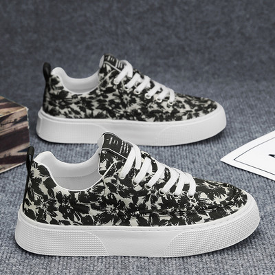 2024. aasta uus disainjalatsid Meeste moodsad vabaaja trükitud lõuendikingad Suvised mugavad nööriga rulajalatsid Zapatos De Hombre