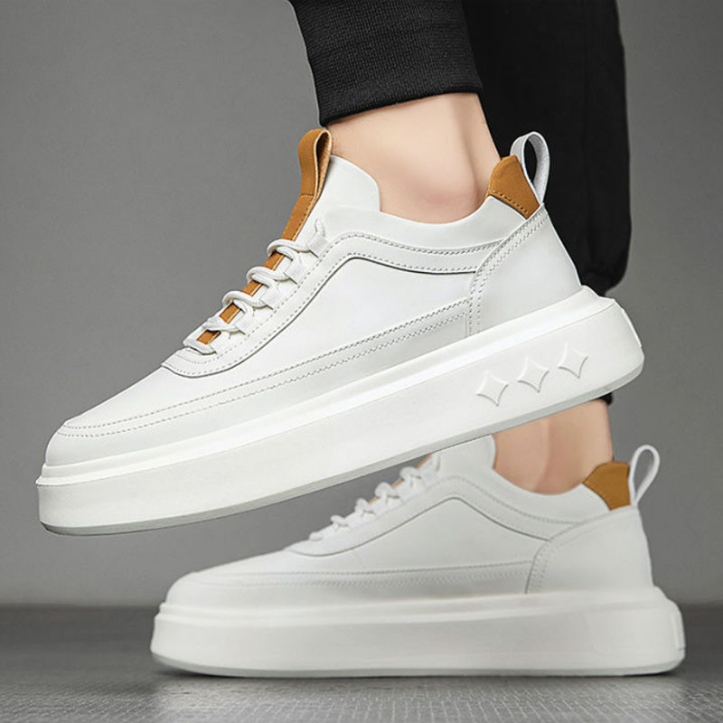 Meeste vabaajajalatsid Mood Meeste libisemiskindlad välisspordijalatsid Hingavad jooksutossud Platvorm valged meeste kingad