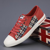 Pavasarīgi sarkani vīriešu ikdienas audekla apavi Ērti daudzpusīgi Espadrilles apavi kedas vīriešiem zemas šņorējamas skeitborda apavi vīriešiem