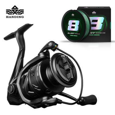 HANDING M1 vērpšanas spole, grafīta spole, 9 + 1 lodīšu gultņi, 12 kg maksimālā pretestība, pārnesumu attiecība 5,2:1, universāla makšķerēšanas spole