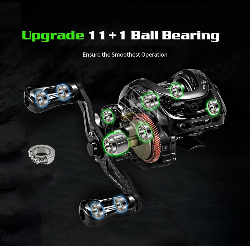 SOLOKING BMC100 Baicasting Ritė Betriel BFS 11+1BB 8.1 Pavaros santykis 5KG Drag with Clicker Sound Fishing Reel Lille