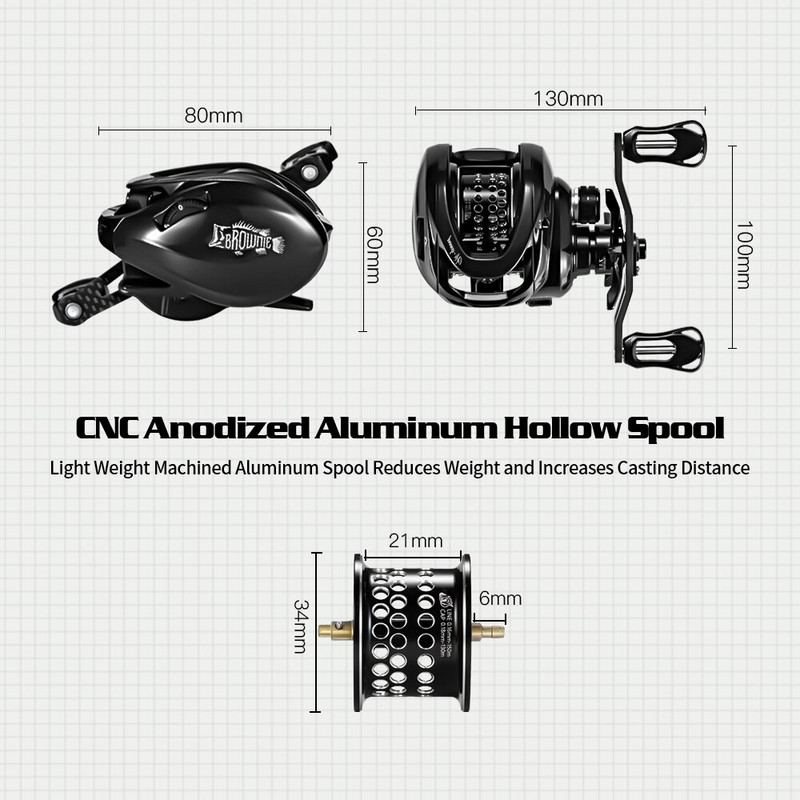 SOLOKING BMC100 Baicasting Ritė Betriel BFS 11+1BB 8.1 Pavaros santykis 5KG Drag with Clicker Sound Fishing Reel Lille
