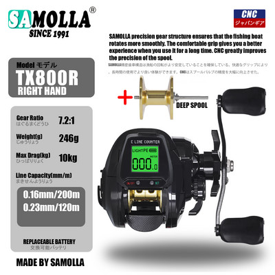 Novi veliki LED zaslon, elektronički baitcasting ribolovni kolut velike brzine 7,2:1, 10 kg, morska voda, vodootporan kotačić, liveni kotač