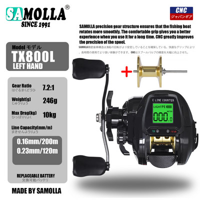 Novi veliki LED zaslon, elektronički baitcasting ribolovni kolut velike brzine 7,2:1, 10 kg, morska voda, vodootporan kotačić, liveni kotač