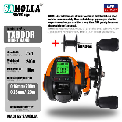 Novi veliki LED zaslon, elektronički baitcasting ribolovni kolut velike brzine 7,2:1, 10 kg, morska voda, vodootporan kotačić, liveni kotač