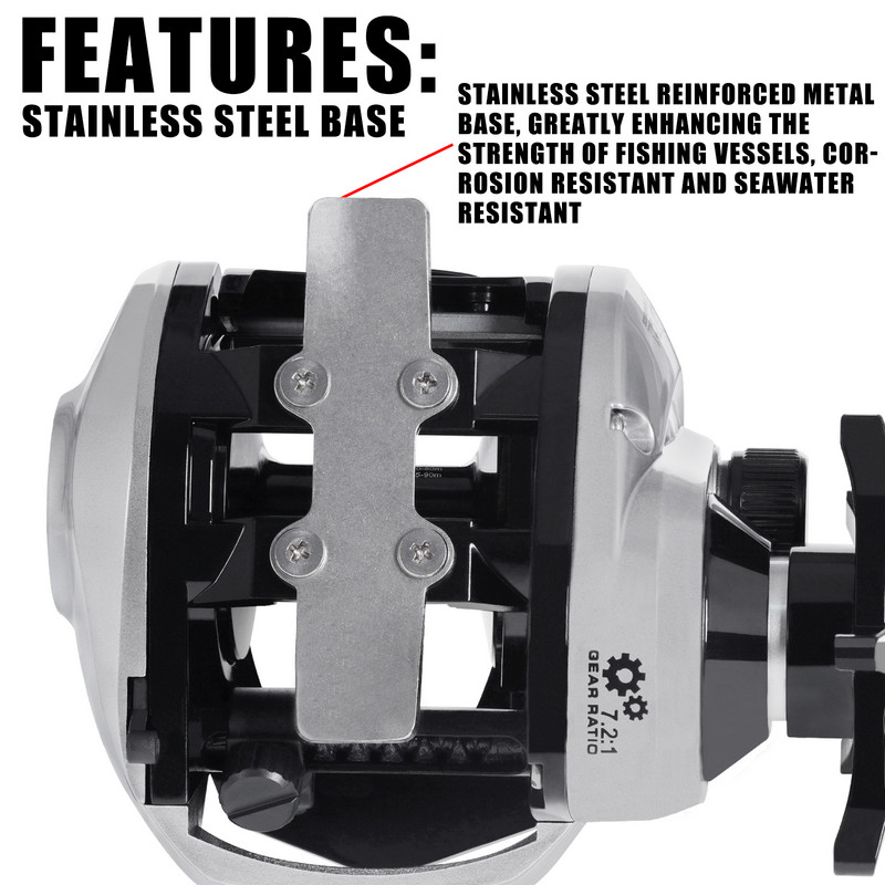 SAMOLLA velika nova ribolovna rola za slanovodni vodootporni morski ribolov 6.3:1 15 KG, metalna baza za lov soma na povlačenje