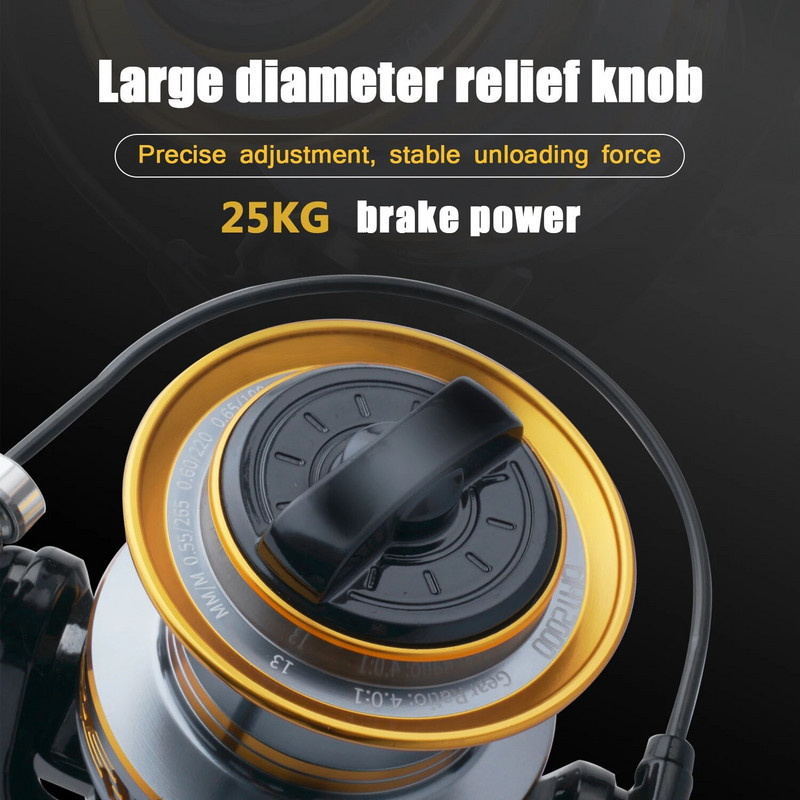 Huidiao ribolovna rola 12000 10000 9000 Metail Line Cup 30KG Max Drag Shot Long Shot Saltwater Spinning Reel Rola