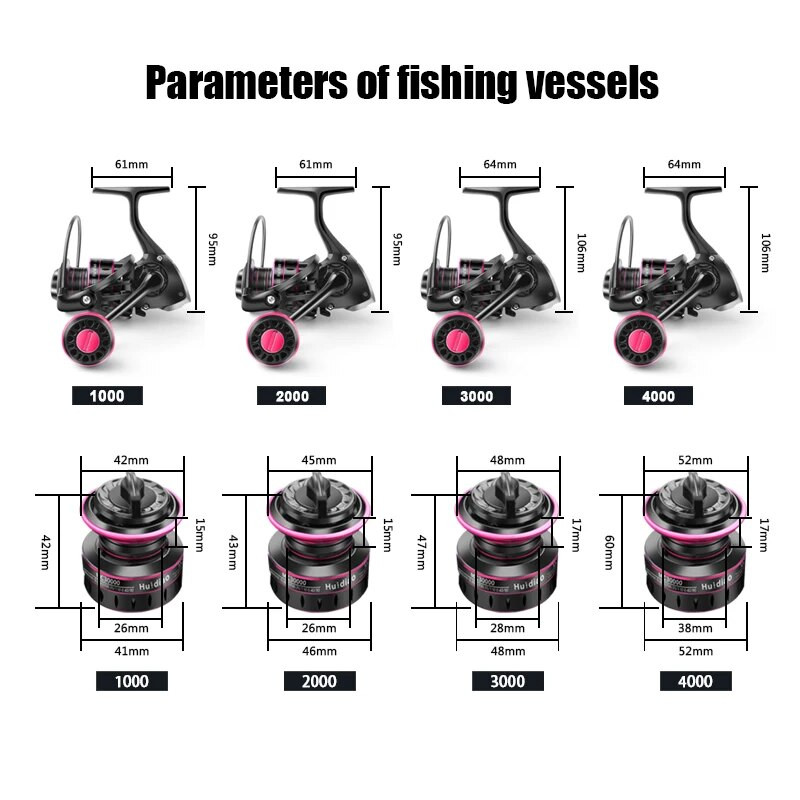 Huidiao Fishing Reels 5.2:1 Durable Gear MAX Drag 10KG Spinning Reel Ανθεκτικό μεταλλικό βραχίονα ψαρέματος Καρούλι ψαρέματος γλυκού νερού αλμυρού νερού