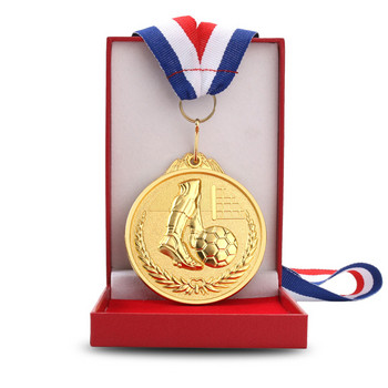 Футбол Спортни медали Цинкова сплав Медали за футболни състезания Устойчива на износване колекция Злато Сребро Бронз Ученически пособия