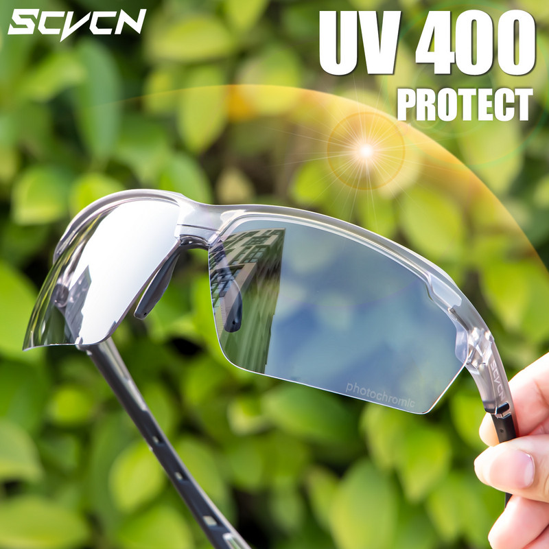 SCVCN Photochromic riteņbraukšanas brilles vīriešiem MTB riteņbraukšanas saulesbrilles sievietēm šosejas riteņbraukšanas brilles UV400 āra sporta skriešanas brilles