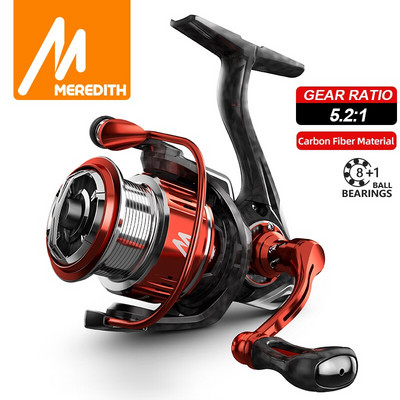 MEREDITH ZE Series Spin Finesse System Spinning Reel 5KG Max Drag 8BB+1RB 5.2:1 предавателно съотношение 160g Тегло Риболовна макара