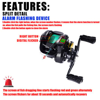 LED екран Електронна риболовна макара Baitcasting Висока скорост 7.2:1 10kg Плъзгане Водоустойчива солена вода Jigging Cast Drum Wheel Casting