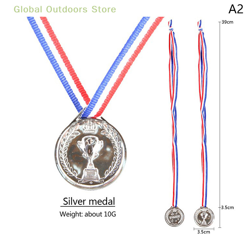 10 gab. Bērni, bērni, viltus zelts, plastmasas uzvarētāju medaļas, sporta spēles, balvas, balvas Rotaļlietas bērniem ballītei filmu rekvizītu mirdzoša medaļa