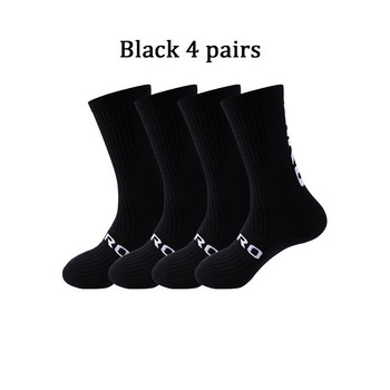 Ποδηλατικές κάλτσες ανδρικές 4 ζευγάρια/σετ Γυναικείες κάλτσες ποδηλασίας Αθλητικές κάλτσες ποδοσφαίρου που απορροφούν τον ιδρώτα που αναπνέουν ποδοσφαιρικές κάλτσες συμπίεσης Χονδρική