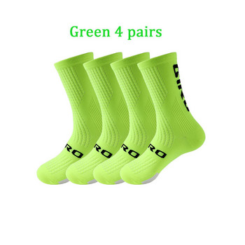 Велосипедни чорапи Мъжки 4 чифта/комплект Велосипедни чорапи Дамски спортни абсорбиращи потта дишащи футболни футболни компресионни чорапи на едро