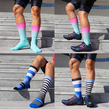 Мъжки чорапи за колоездене с високо качество на компресия Чорапи за шосейни велосипеди Мъже, жени Издръжливи дишащи чорапи за туризъм, баскетбол, бягане