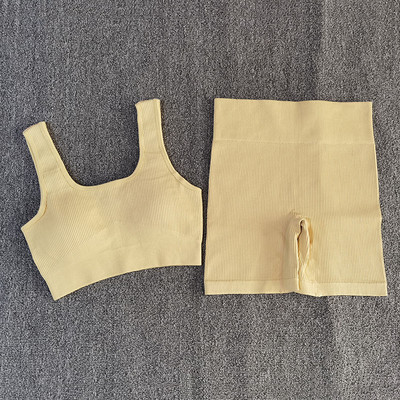 Σέξι αθλητικό σουτιέν 2 ΤΕΜ Γυναικεία αθλητικά ενδύματα χωρίς ραφή Αμάνικο αθλητικό σουτιέν με σορτς γυμναστικής