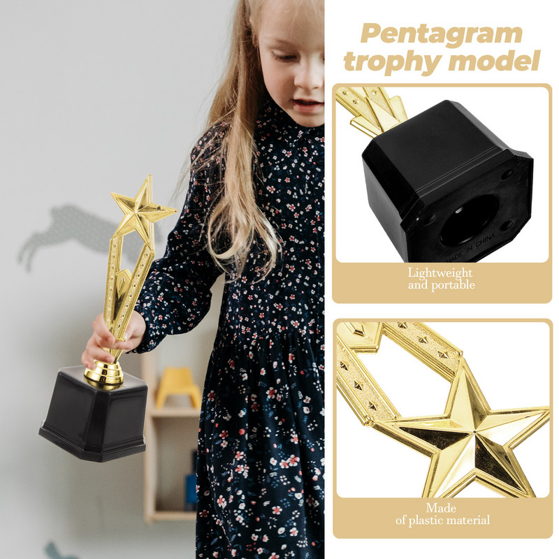 Laste trofee jalgpalli laste auhind Gift Cup Celebration Decor Party Plastikust pentagrammi kujuga võistluse trofeed